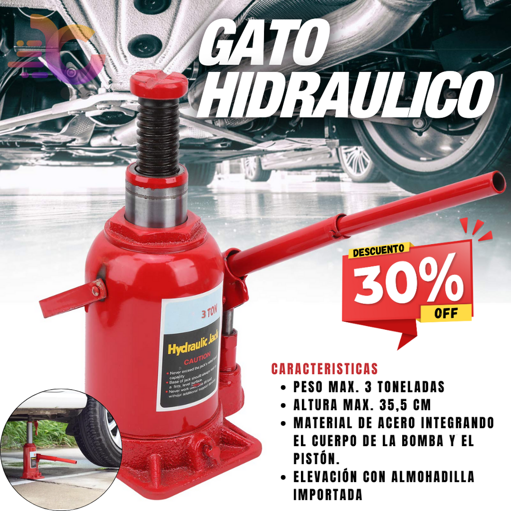 Gato Hidráulico Vertical Profesional 3 Toneladas 30%OFF